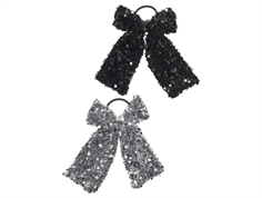 Kids ONLY silver/black glitter sløjfe hårelastik (2-pack)